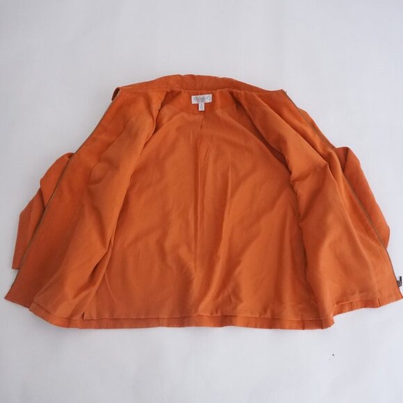 Vintage Conrad C Burnt Orange Faux Suede Zip Up Blazer Jacket 16 - Picture 13 of 16